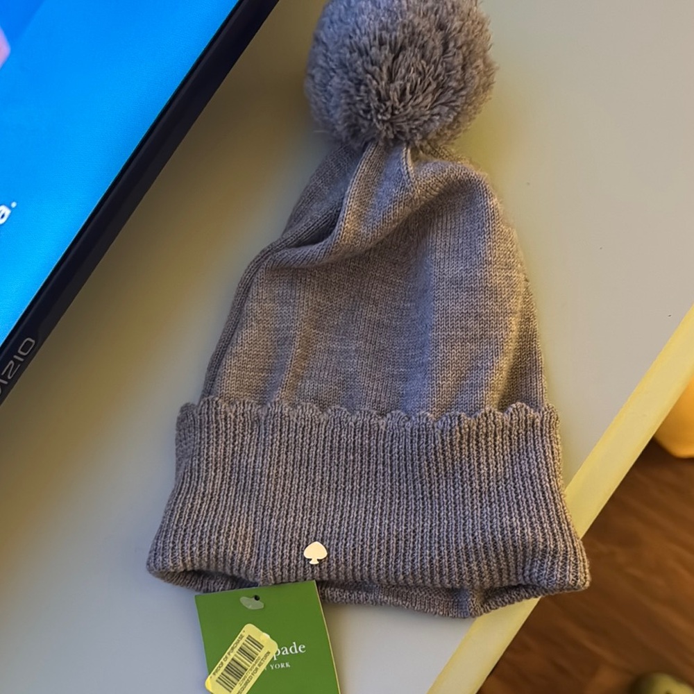 Kate Spade Gray Pom-Pom Hat